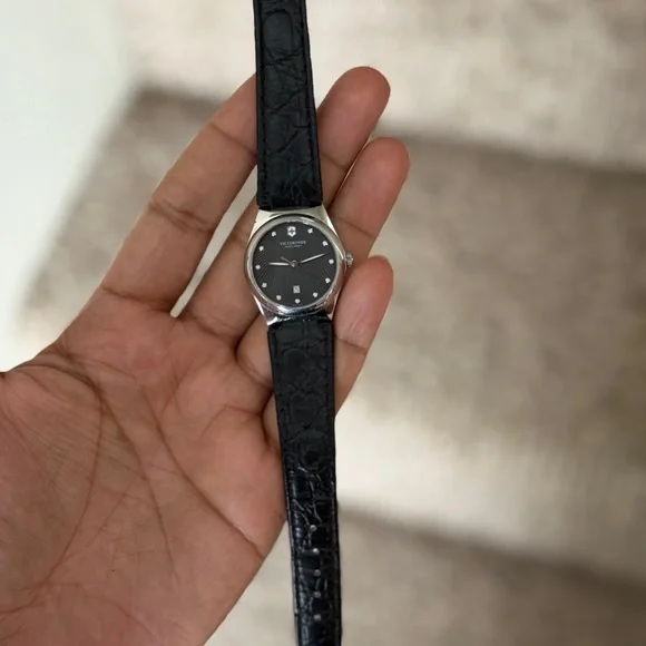 Victorinox Silver and Black Dial leather strap Womens  Watch Victorinox Swiss Army Women main image 3